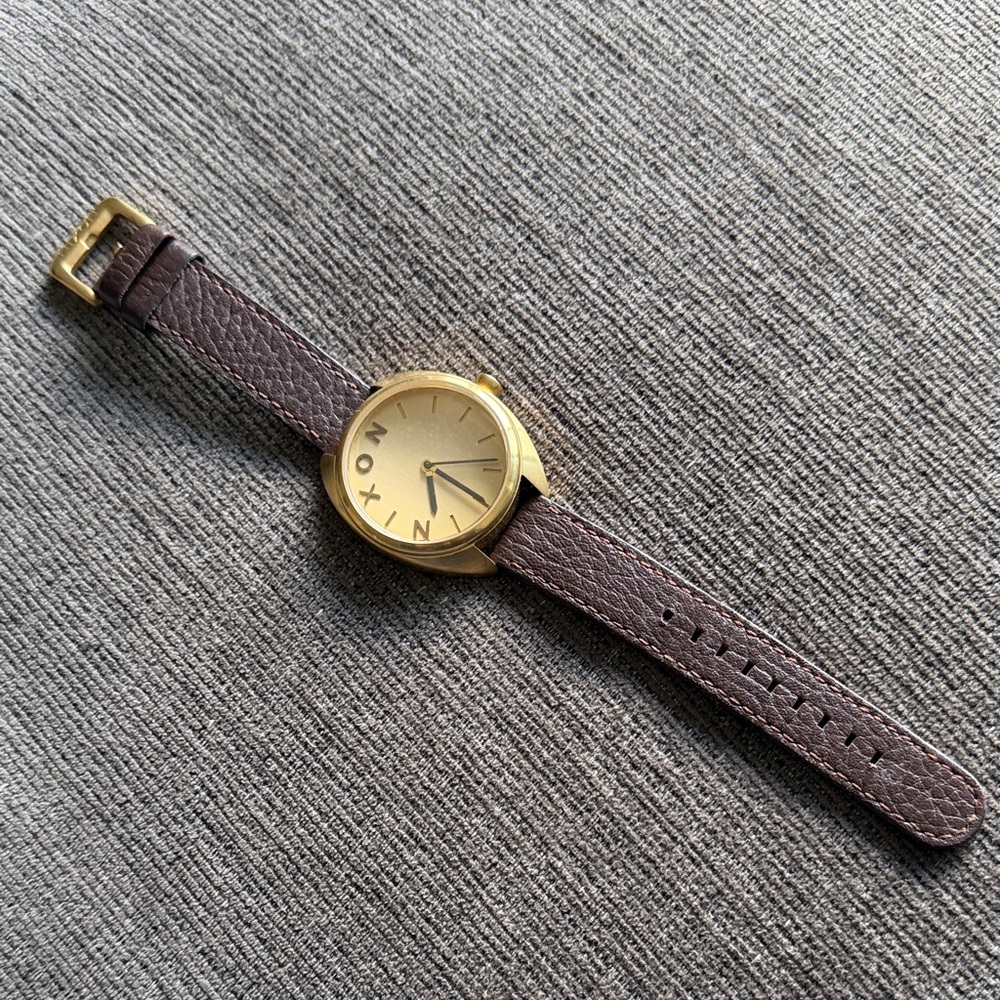 Nixon Gold Dial with Brown Leather Strap
